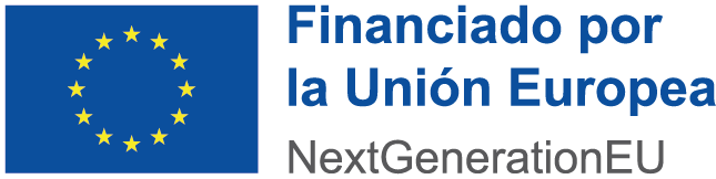 Logo de la Unión Europea con el texto "Financiado por la Unión Europea" y "NextGenerationEU", representando el apoyo financiero de la UE a proyectos de desarrollo y recuperación.